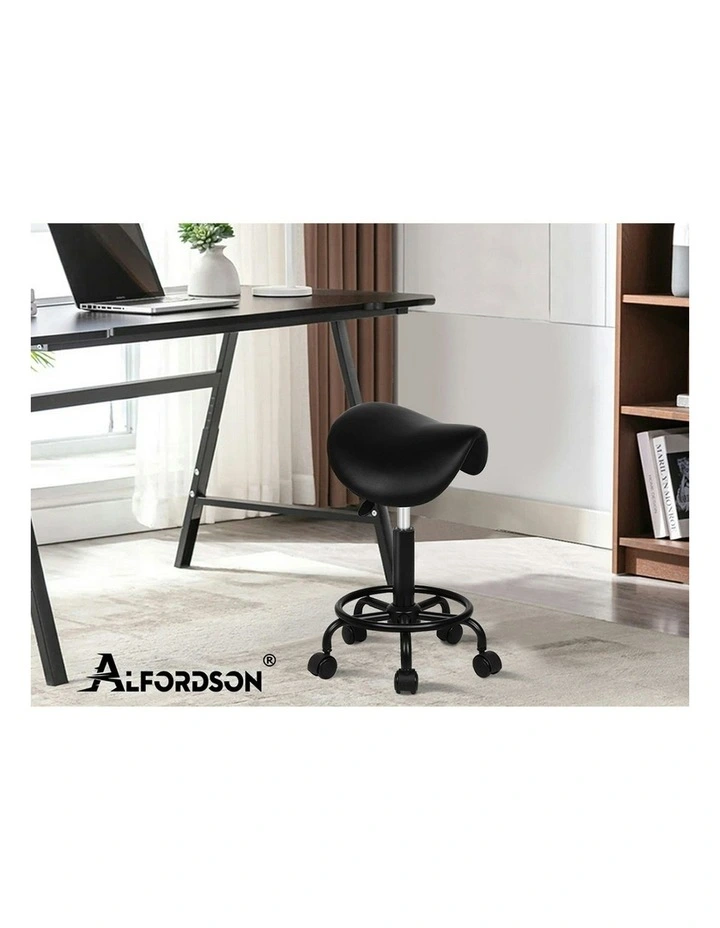 Saddle Swivel Barber Hair Dress Chair Sierra Salon Stool in All Black image 6