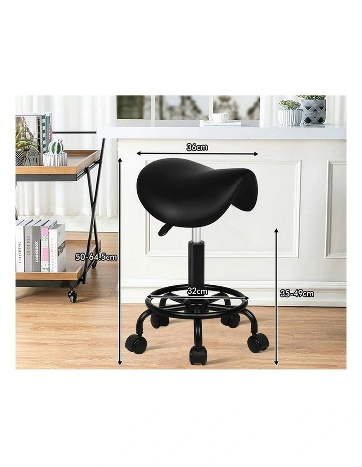 Saddle Swivel Barber Hair Dress Chair Sierra Salon Stool in All Black image 7