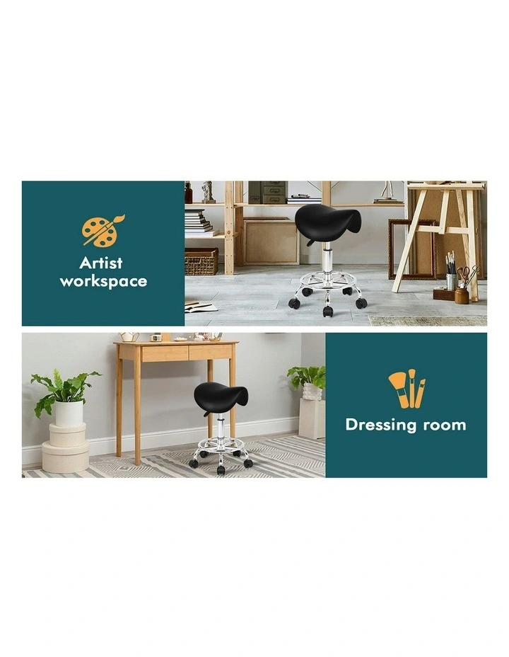 Saddle Swivel Barber Hair Dress Chair Sierra Salon Stool in Black image 5