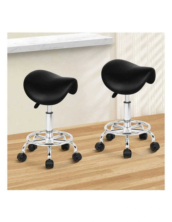 Saddle Swivel Barber Hair Dress Chair Sierra Salon Stool 2x in Black image 2