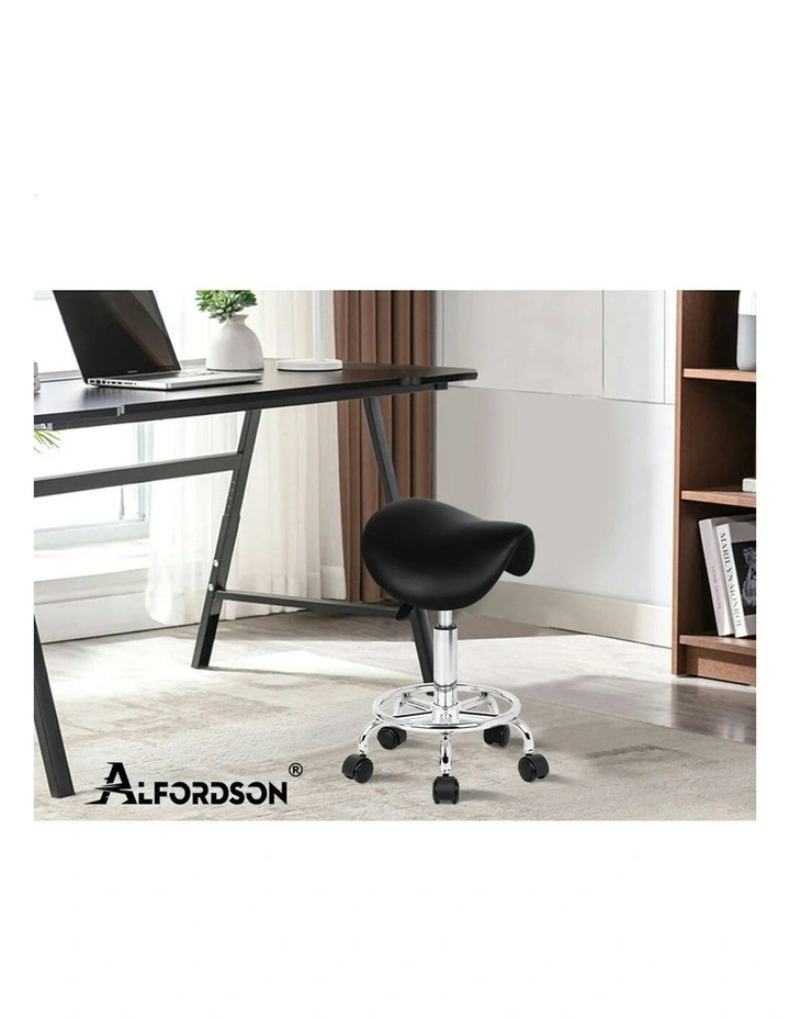 Saddle Swivel Barber Hair Dress Chair Sierra Salon Stool 2x in Black image 7