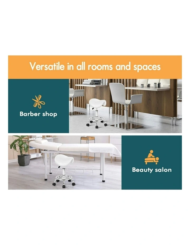 Saddle Swivel Barber Hair Dress Chair Sierra Salon Stool in White image 4