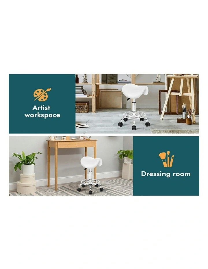 Saddle Swivel Barber Hair Dress Chair Sierra Salon Stool in White image 5