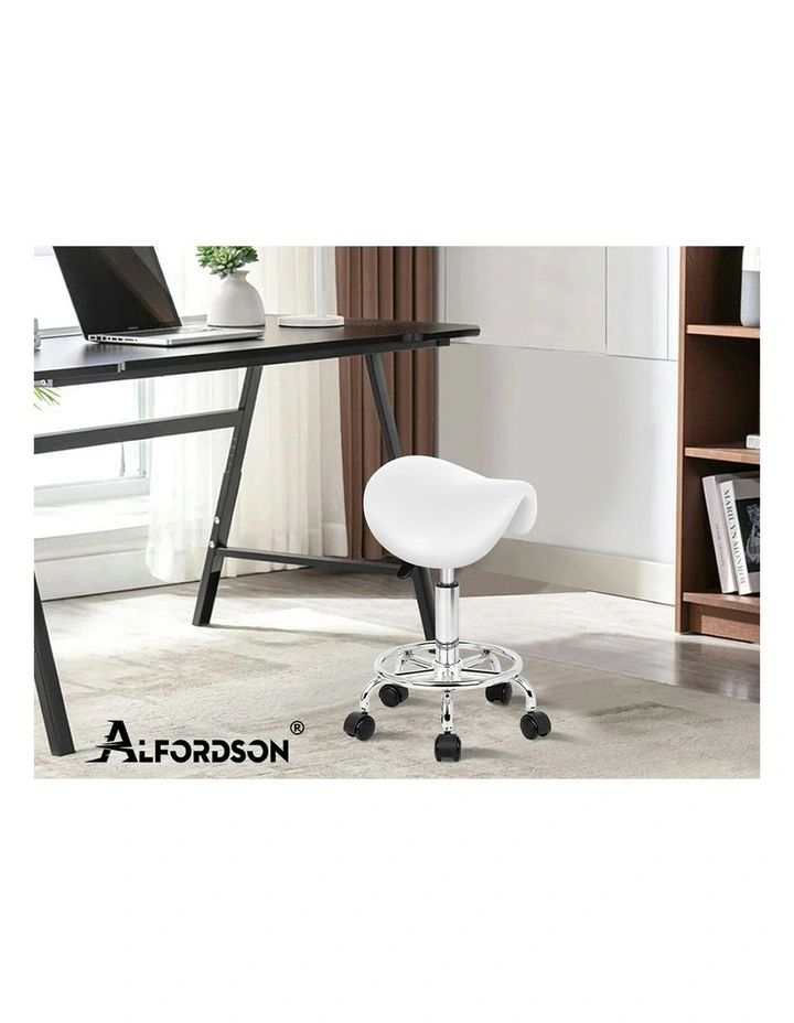 Saddle Swivel Barber Hair Dress Chair Sierra Salon Stool in White image 7