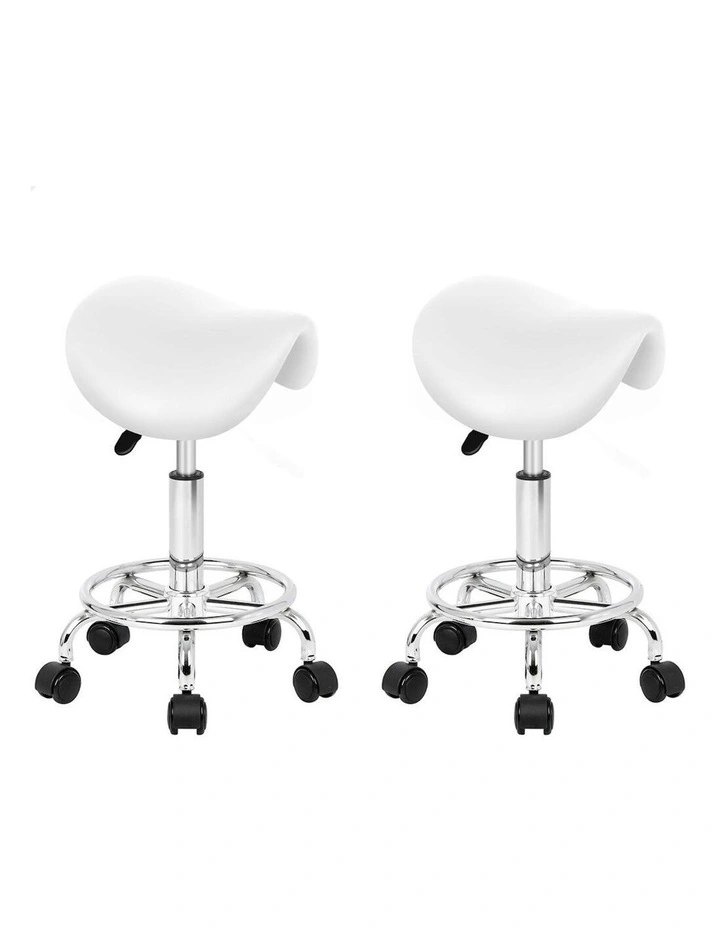 Saddle Swivel Barber Hair Dress Chair Sierra Salon Stool 2x in White image 1