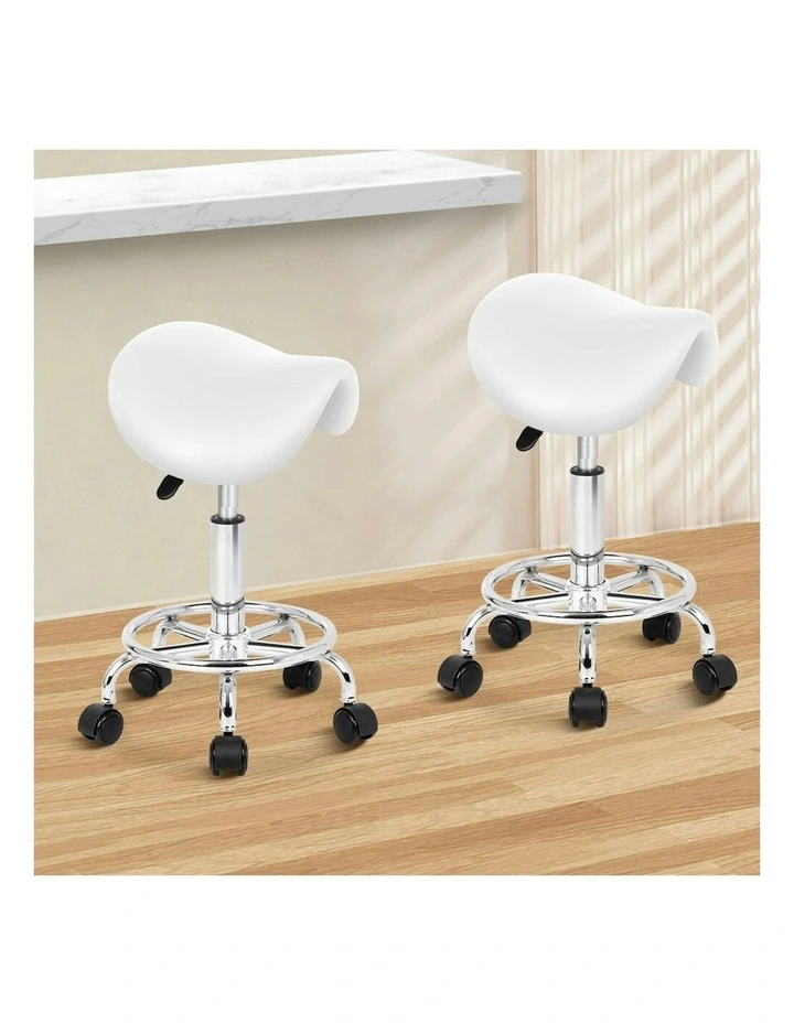 Saddle Swivel Barber Hair Dress Chair Sierra Salon Stool 2x in White image 2