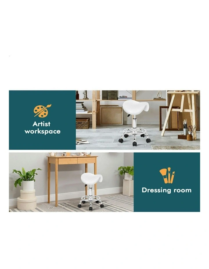 Saddle Swivel Barber Hair Dress Chair Sierra Salon Stool 2x in White image 5