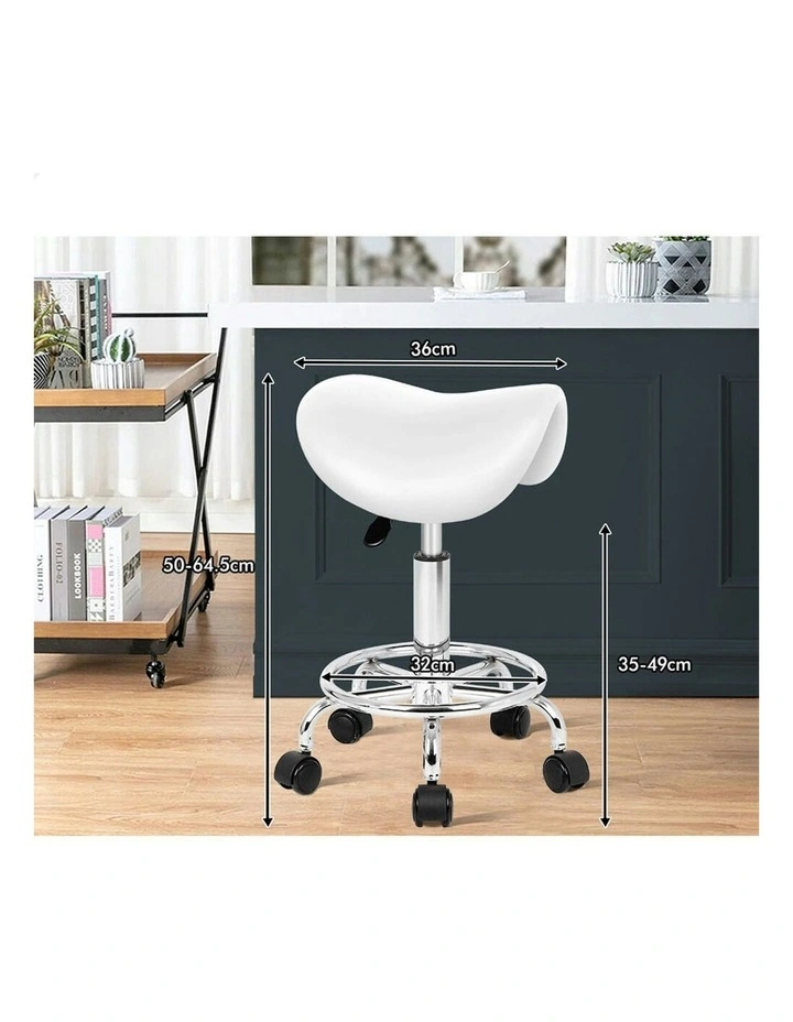 Saddle Swivel Barber Hair Dress Chair Sierra Salon Stool 2x in White image 6