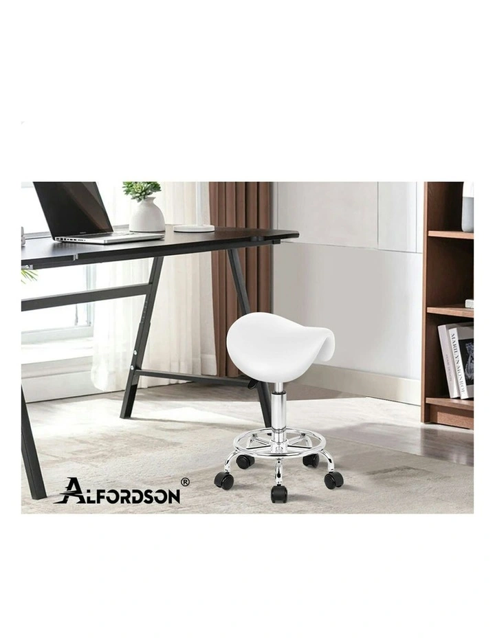 Saddle Swivel Barber Hair Dress Chair Sierra Salon Stool 2x in White image 7