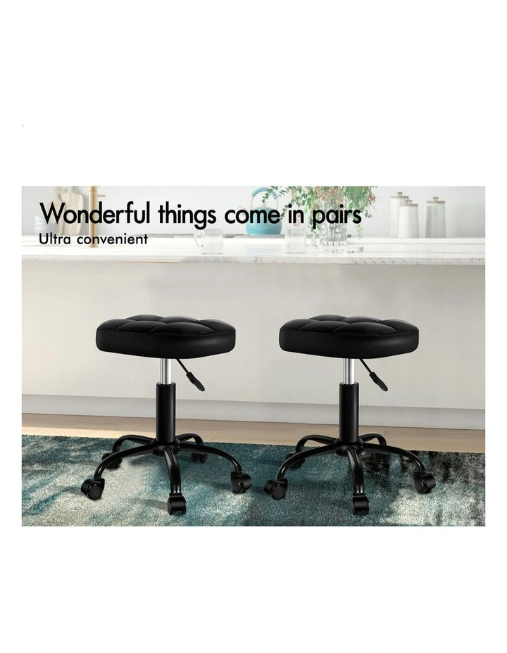 Tufan Square Swivel Barber Hair Dress Chair Gas Lift Salon Stool in All Black image 3