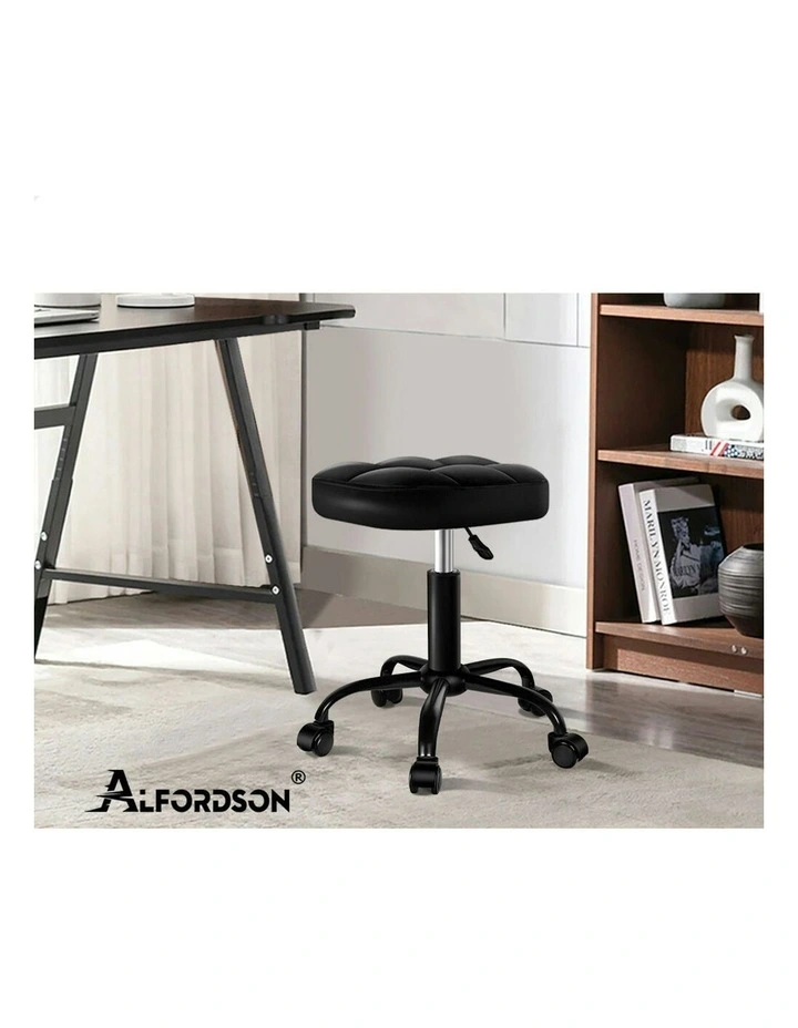 Tufan Square Swivel Barber Hair Dress Chair Gas Lift Salon Stool in All Black image 7