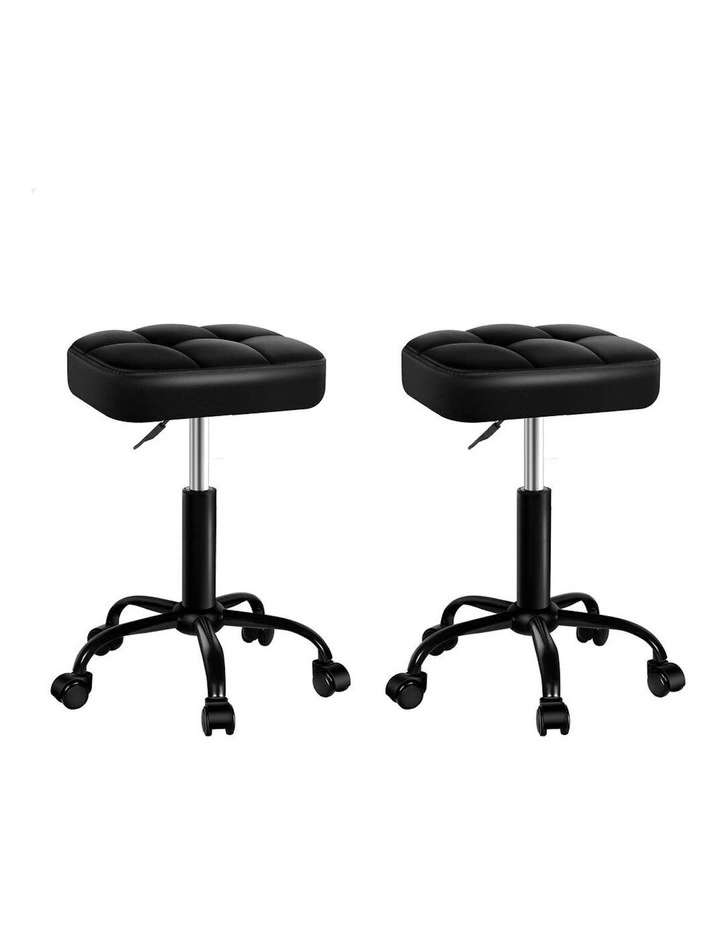 Square Swivel Chair Salon Stool x2 in Black image 1