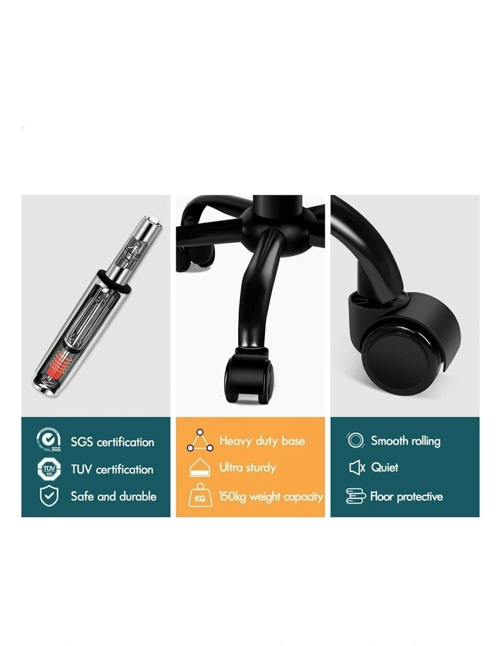 Square Swivel Chair Salon Stool x2 in Black image 4