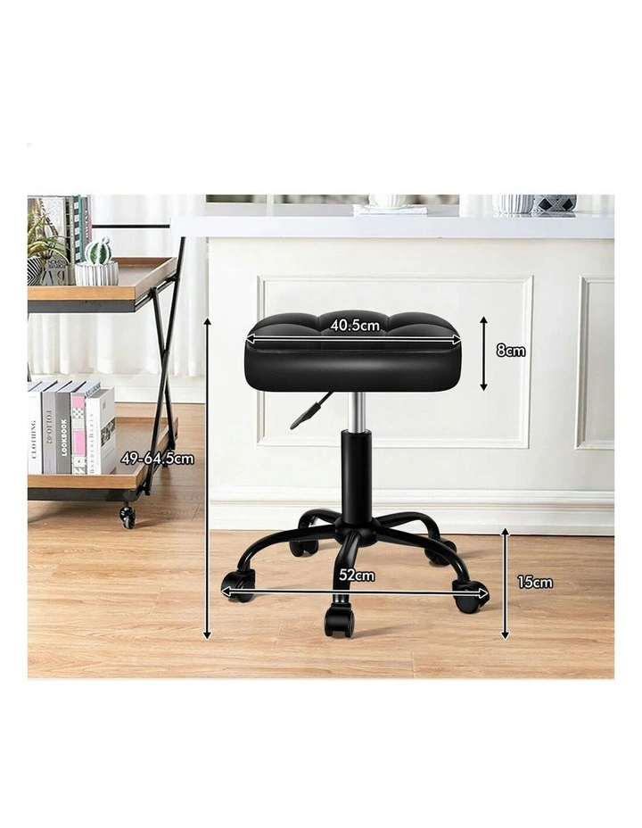 Square Swivel Chair Salon Stool x2 in Black image 6