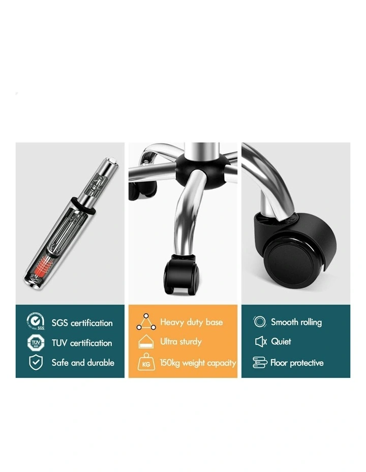 Square Swivel Chair Gas Lift Salon Stool x2 in Black image 5