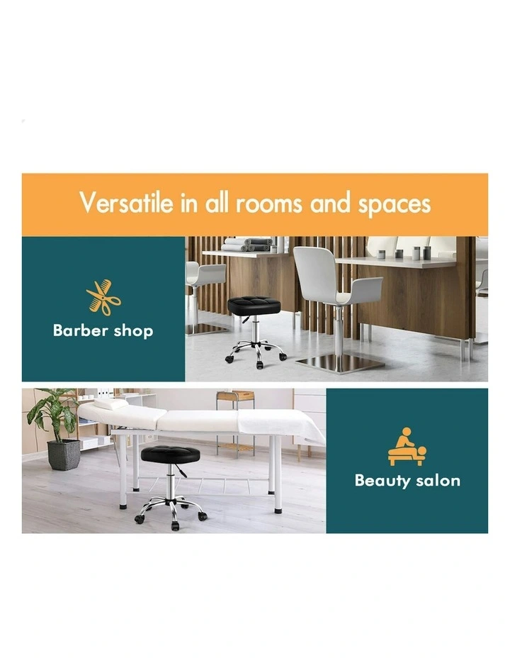 Square Swivel Chair Gas Lift Salon Stool x2 in Black image 6