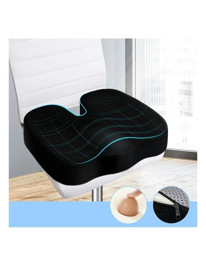 Memory Foam Seat Cushion Pillow with Plush Cover in Black image 2