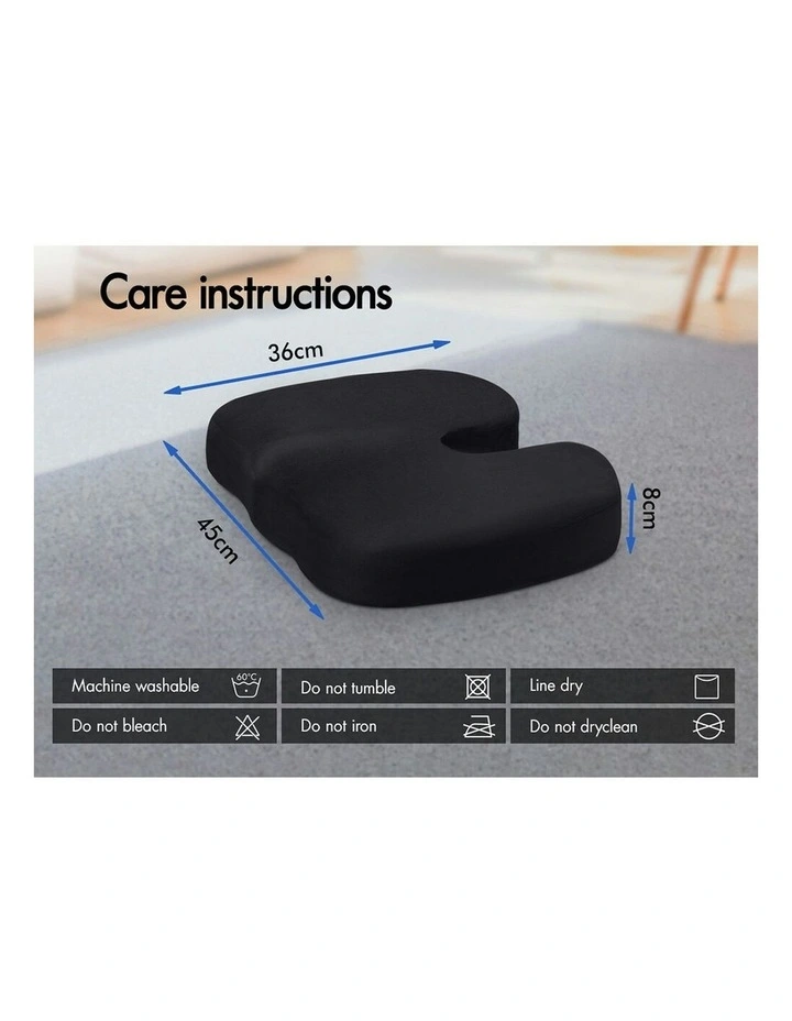 Memory Foam Seat Cushion Pillow with Plush Cover in Black image 3