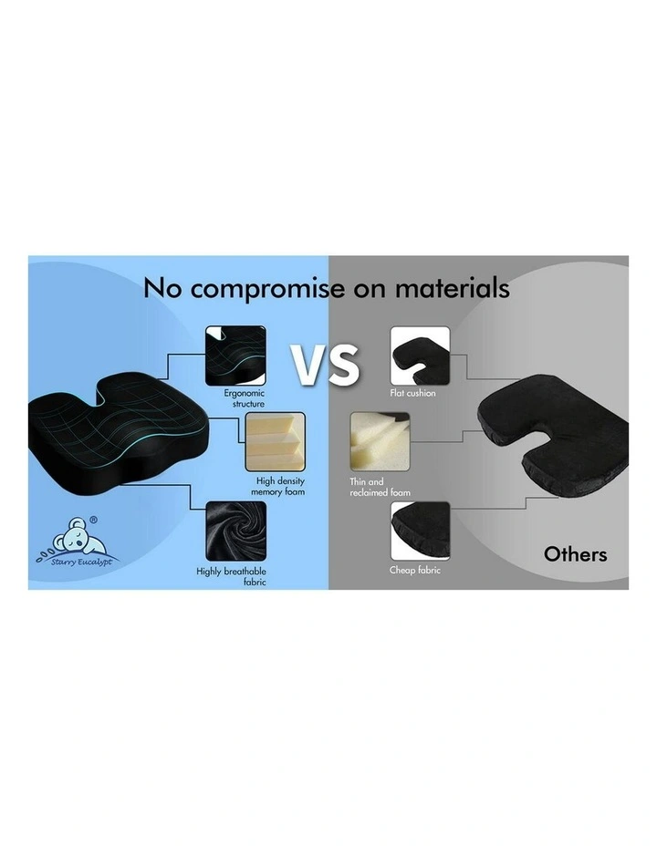 Memory Foam Seat Cushion Pillow with Plush Cover in Black image 5