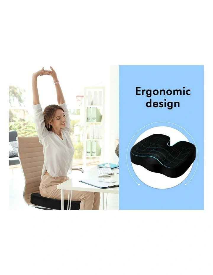 Memory Foam Seat Cushion Pillow with Plush Cover in Black image 6