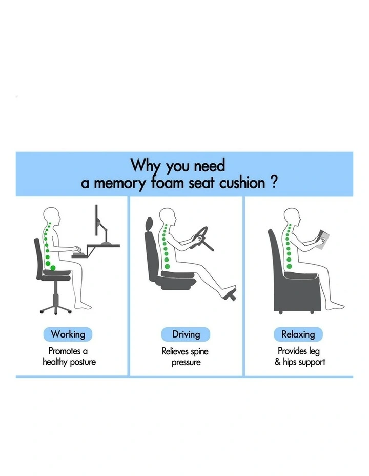 Memory Foam Seat Cushion Pillow Pad in Black image 3