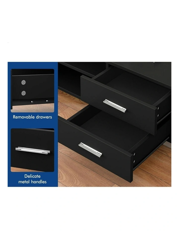 Entertainment Unit Cabinet 120cm in Black image 4