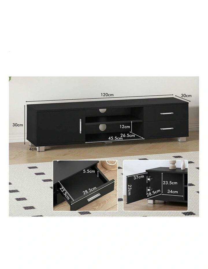 Entertainment Unit Cabinet 120cm in Black image 6