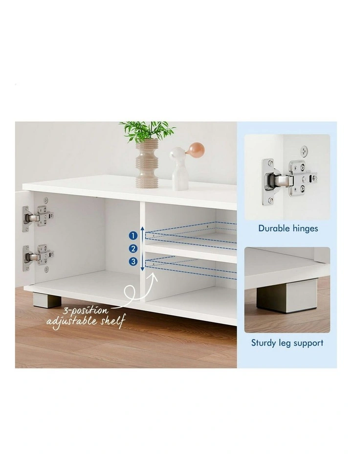 Entertainment Unit Cabinet 120cm in White image 4