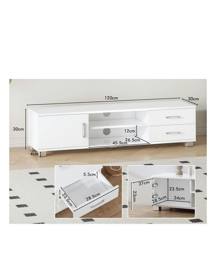 Entertainment Unit Cabinet 120cm in White image 5