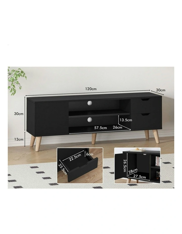 Entertainment Unit Cabinet 120cm in Black image 6
