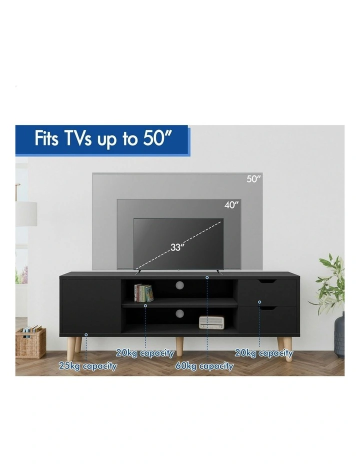 Entertainment Unit Cabinet 120cm in Black image 7