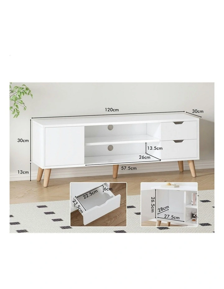 Entertainment Unit Cabinet 120cm in White image 5
