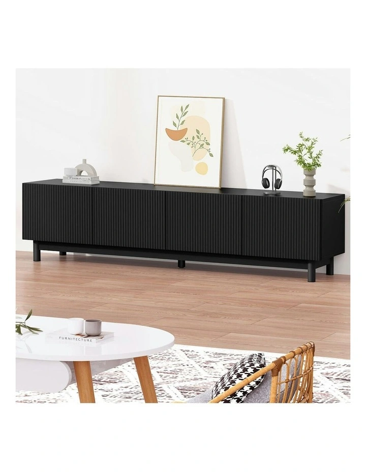 Entertainment Unit Tv Cabinet Stand 180cm in Black image 2