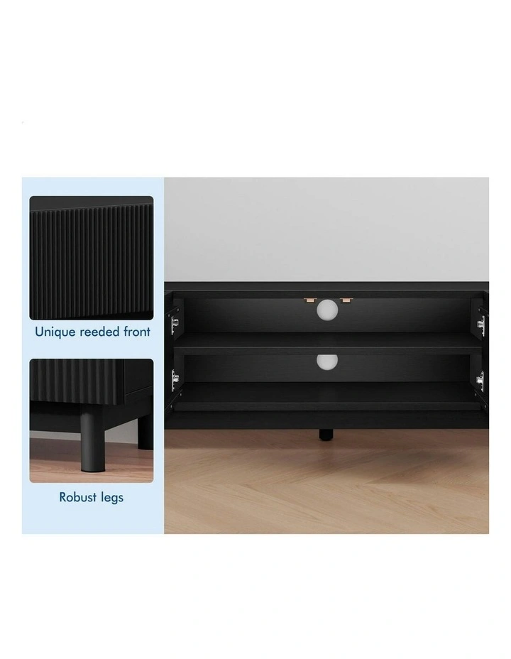 Entertainment Unit Tv Cabinet Stand 180cm in Black image 4