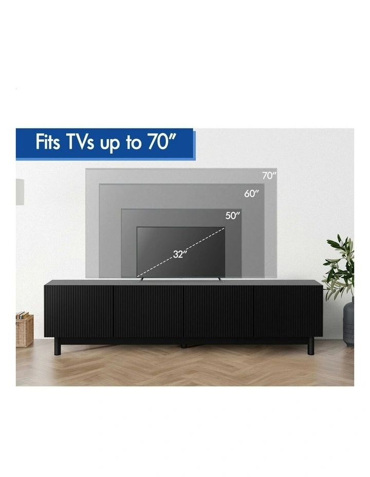 Entertainment Unit Tv Cabinet Stand 180cm in Black image 7