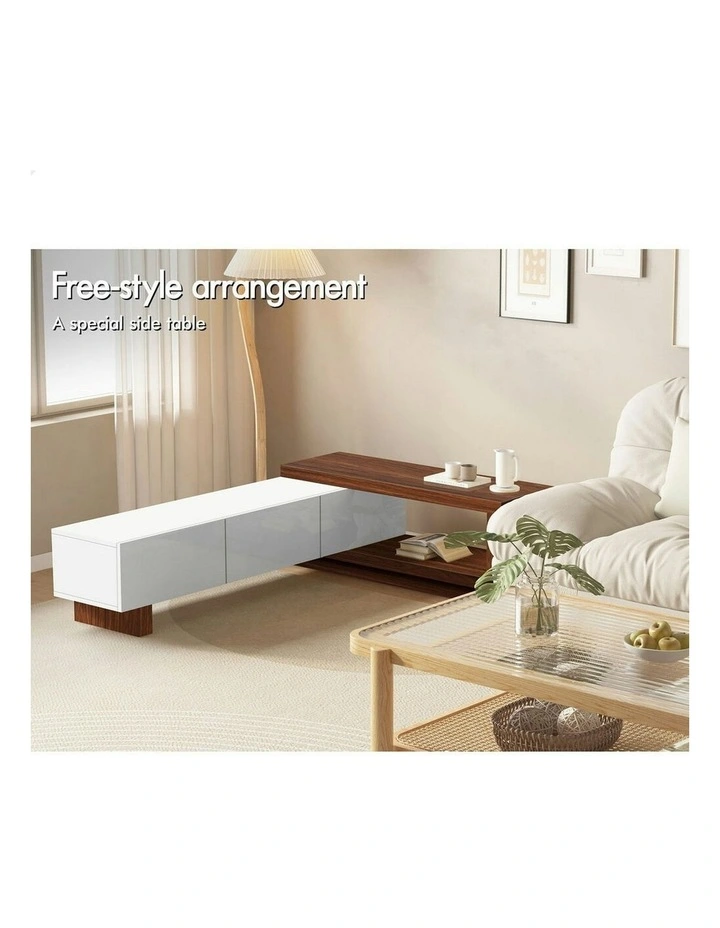 Extendable Entertainment Unit 190-280cm in Walnut/White image 3