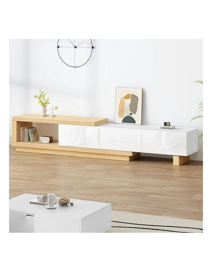 Wood Extendable TV Cabinet Entertainment Unit 190-280cm in Multi image 2