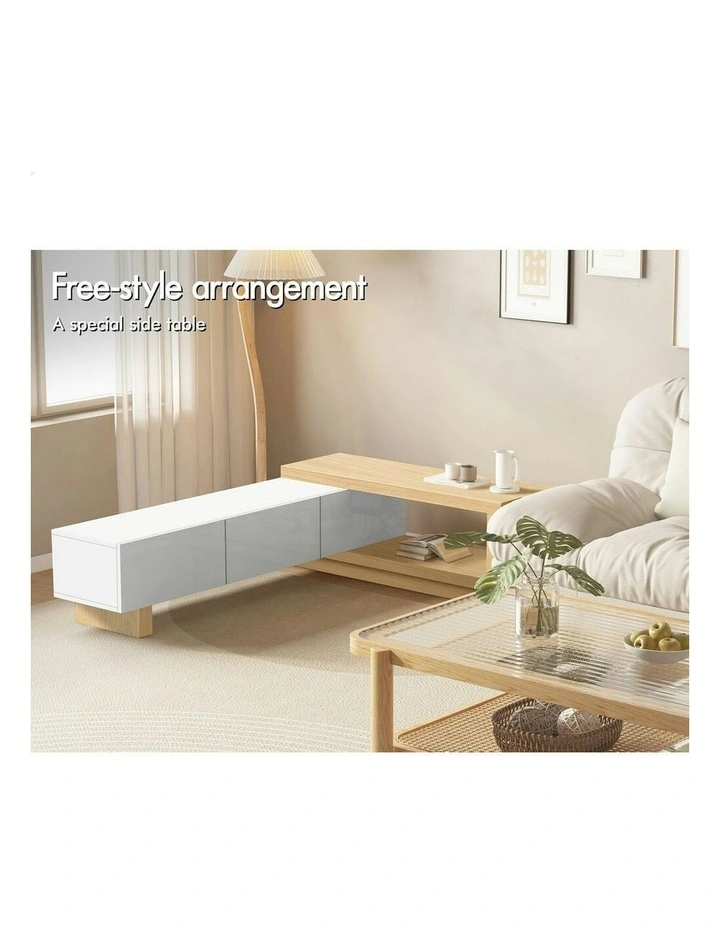 Wood Extendable TV Cabinet Entertainment Unit 190-280cm in Multi image 4