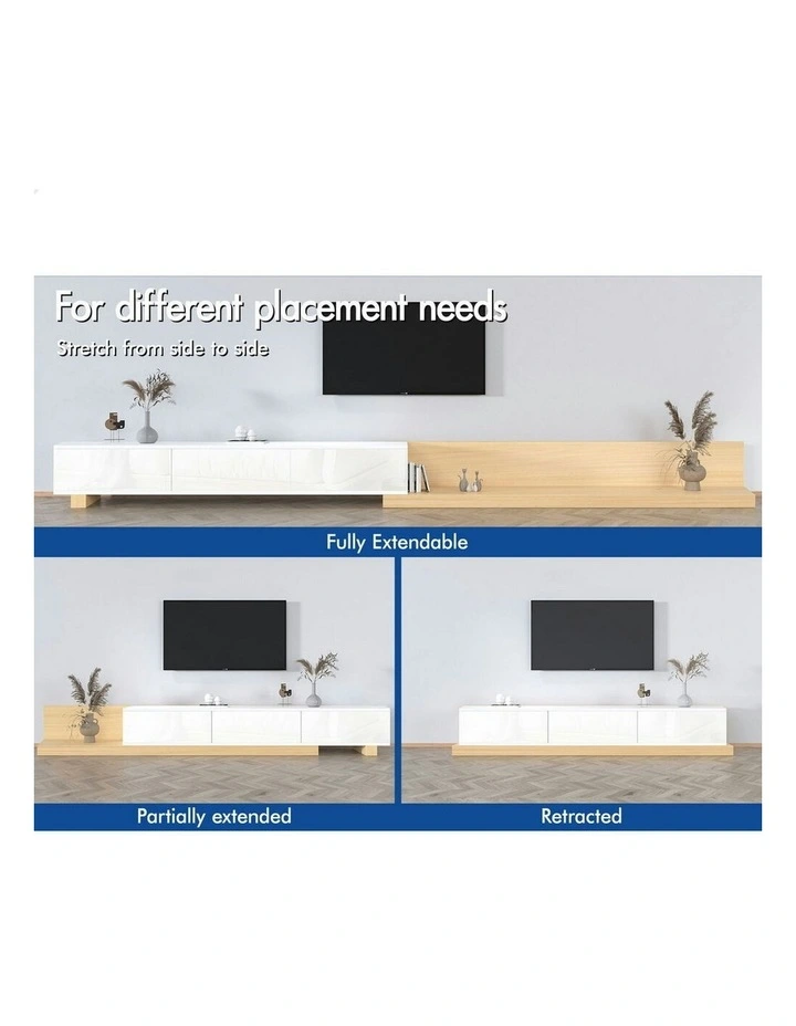 Extendable TV Cabinet Entertainment Unit 200-380cm in Multi image 4