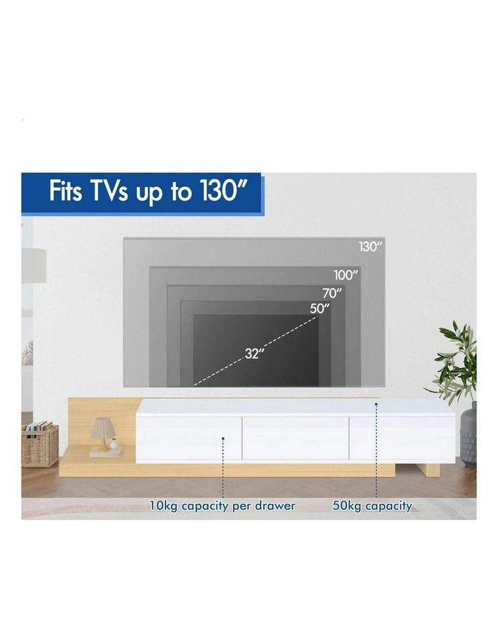 Extendable TV Cabinet Entertainment Unit 200-380cm in Multi image 6