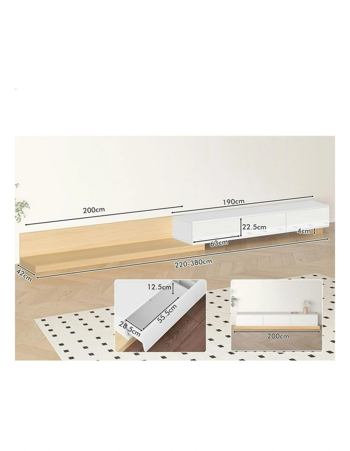 Extendable TV Cabinet Entertainment Unit 200-380cm in Multi image 7