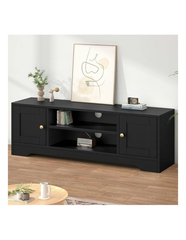 TV Cabinet Entertainment Unit Stand Hamptons 120cm in Black image 2
