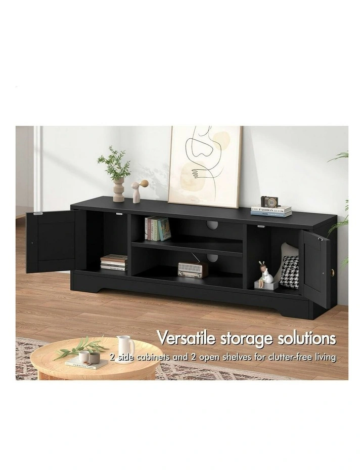 TV Cabinet Entertainment Unit Stand Hamptons 120cm in Black image 4