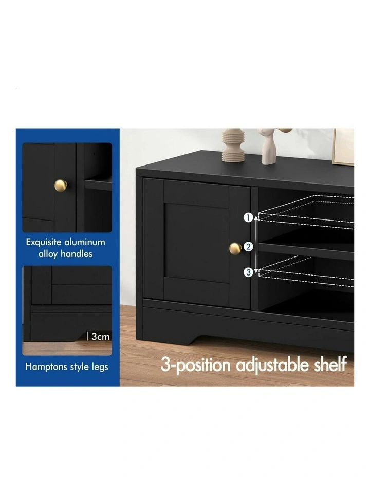 TV Cabinet Entertainment Unit Stand Hamptons 120cm in Black image 5