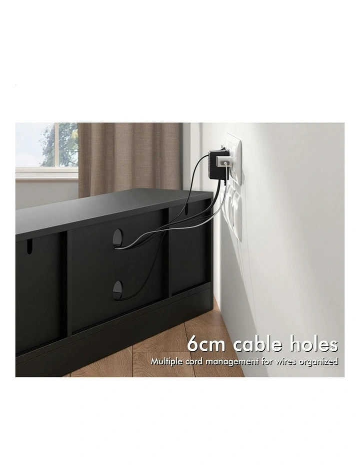 TV Cabinet Entertainment Unit Stand Hamptons 120cm in Black image 6