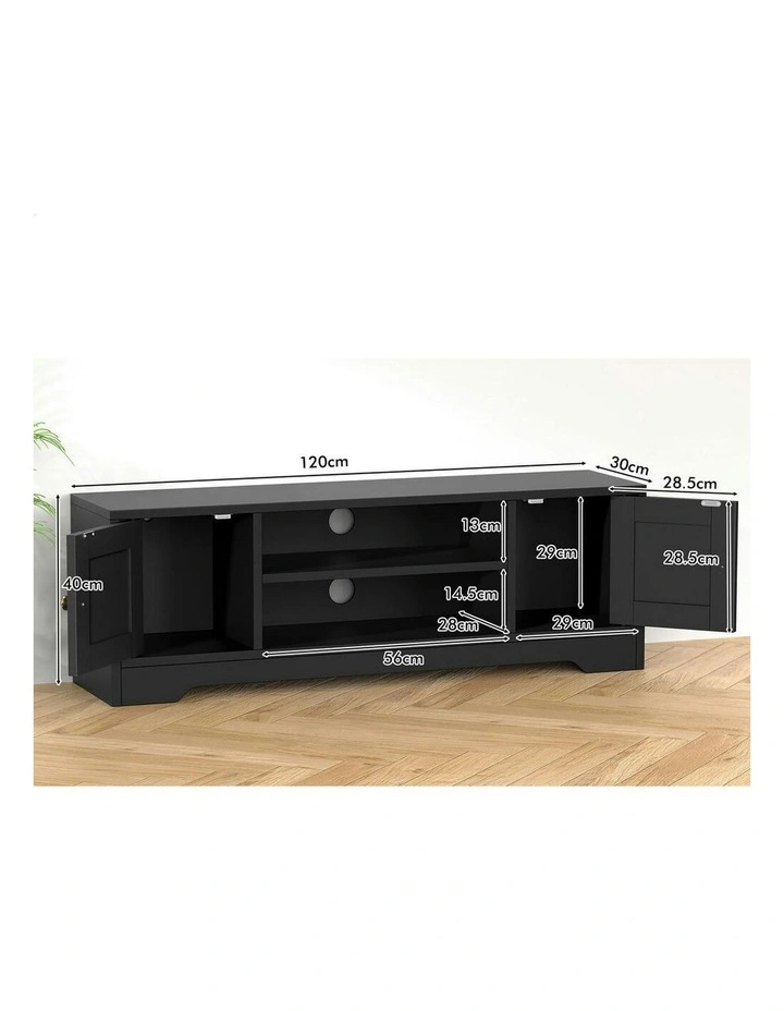 TV Cabinet Entertainment Unit Stand Hamptons 120cm in Black image 7