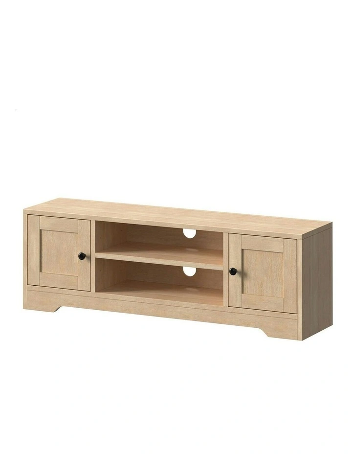 Wooden TV Cabinet Entertainment Unit Stand Hamptons 120cm in Beige image 1