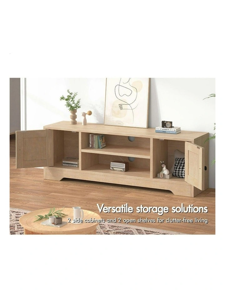 Wooden TV Cabinet Entertainment Unit Stand Hamptons 120cm in Beige image 4