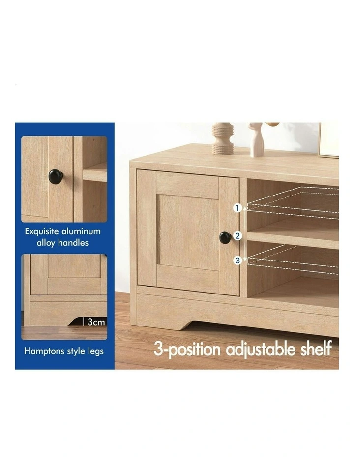 Wooden TV Cabinet Entertainment Unit Stand Hamptons 120cm in Beige image 5