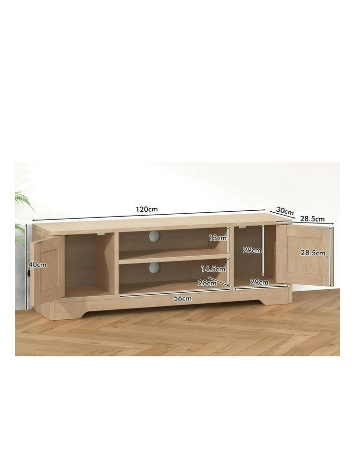 Wooden TV Cabinet Entertainment Unit Stand Hamptons 120cm in Beige image 7